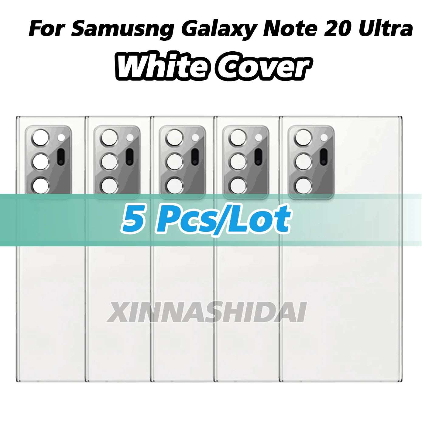 Samsung Galaxy Note20 Ultra back cover white pack of 5 replacement rear panels with camera cutouts
