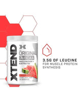 BCAA electrolyte supplement jar with 3.5g leucine for muscle protein synthesis callout