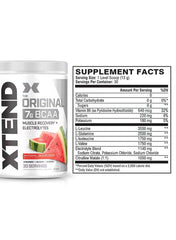 SCIVATION XTEND 7g BCAA supplement for muscle recovery in Watermelon flavor, with electrolytes and nutrition facts
