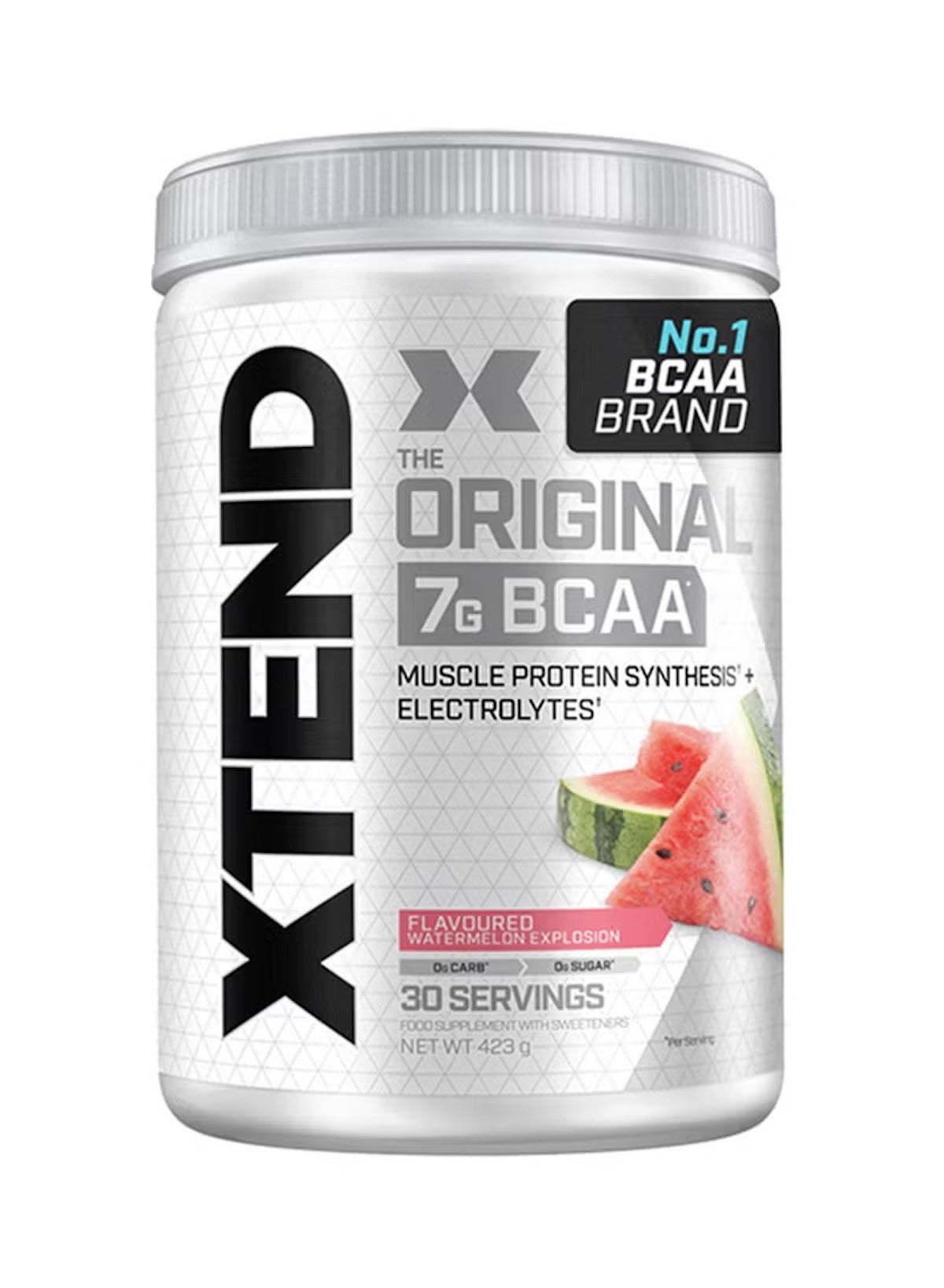 SCIVATION XTEND BCAA supplement for muscle recovery with watermelon flavor and 30 servings per container