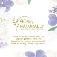 Perfume marketing panel showing 90% naturally derived ingredients text