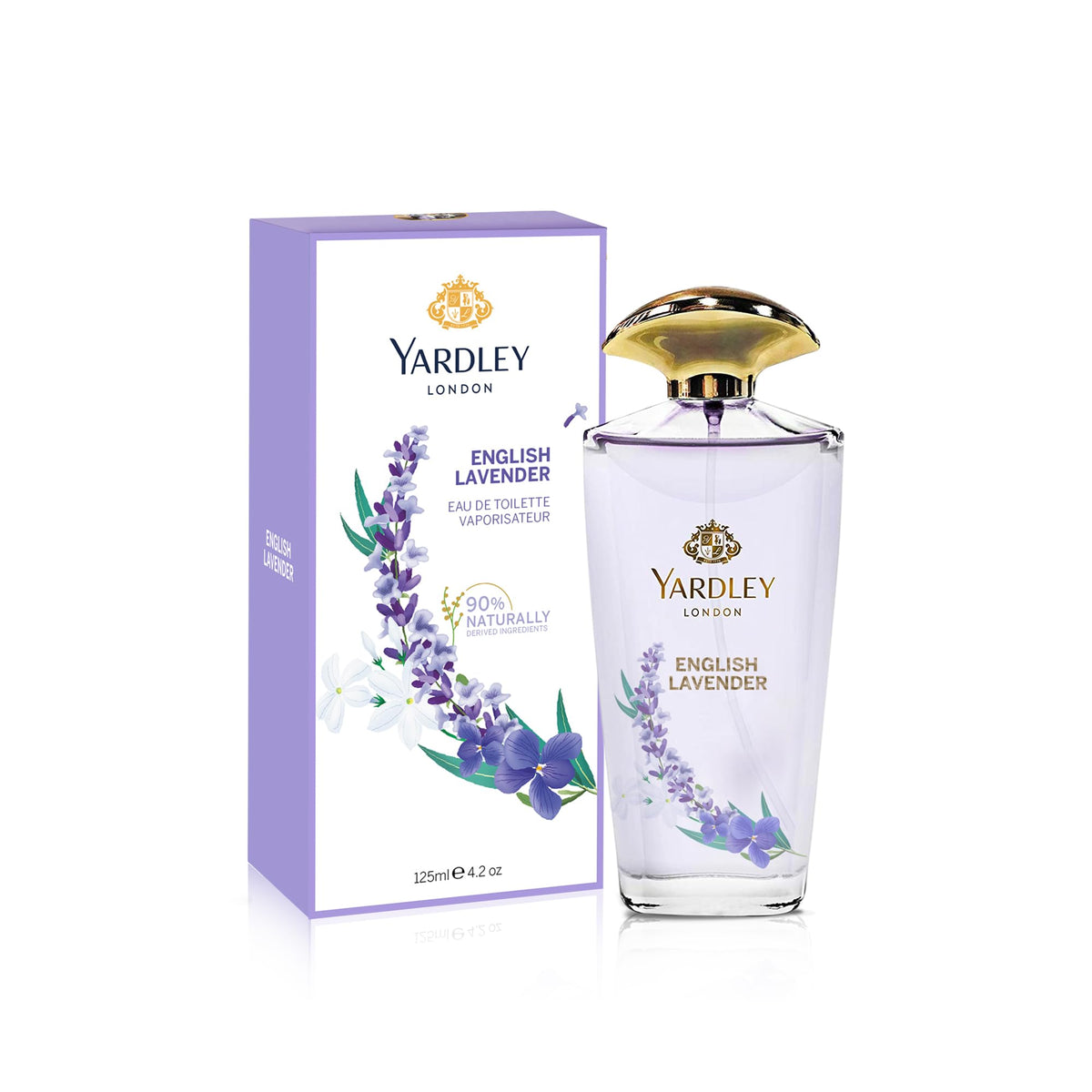 Yardley English Lavender perfume UAE bottle and packaging with floral lavender design and gold cap