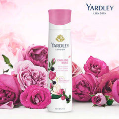 Yardley London English Rose gift set refreshing body spray with pink rose floral design on bottle