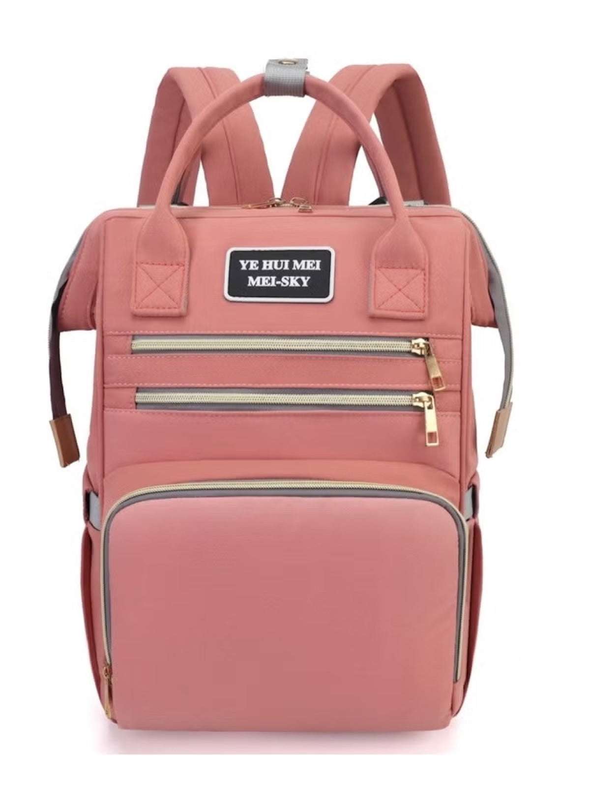 Huitich pink baby travel bag with multiple compartments and adjustable straps for convenience