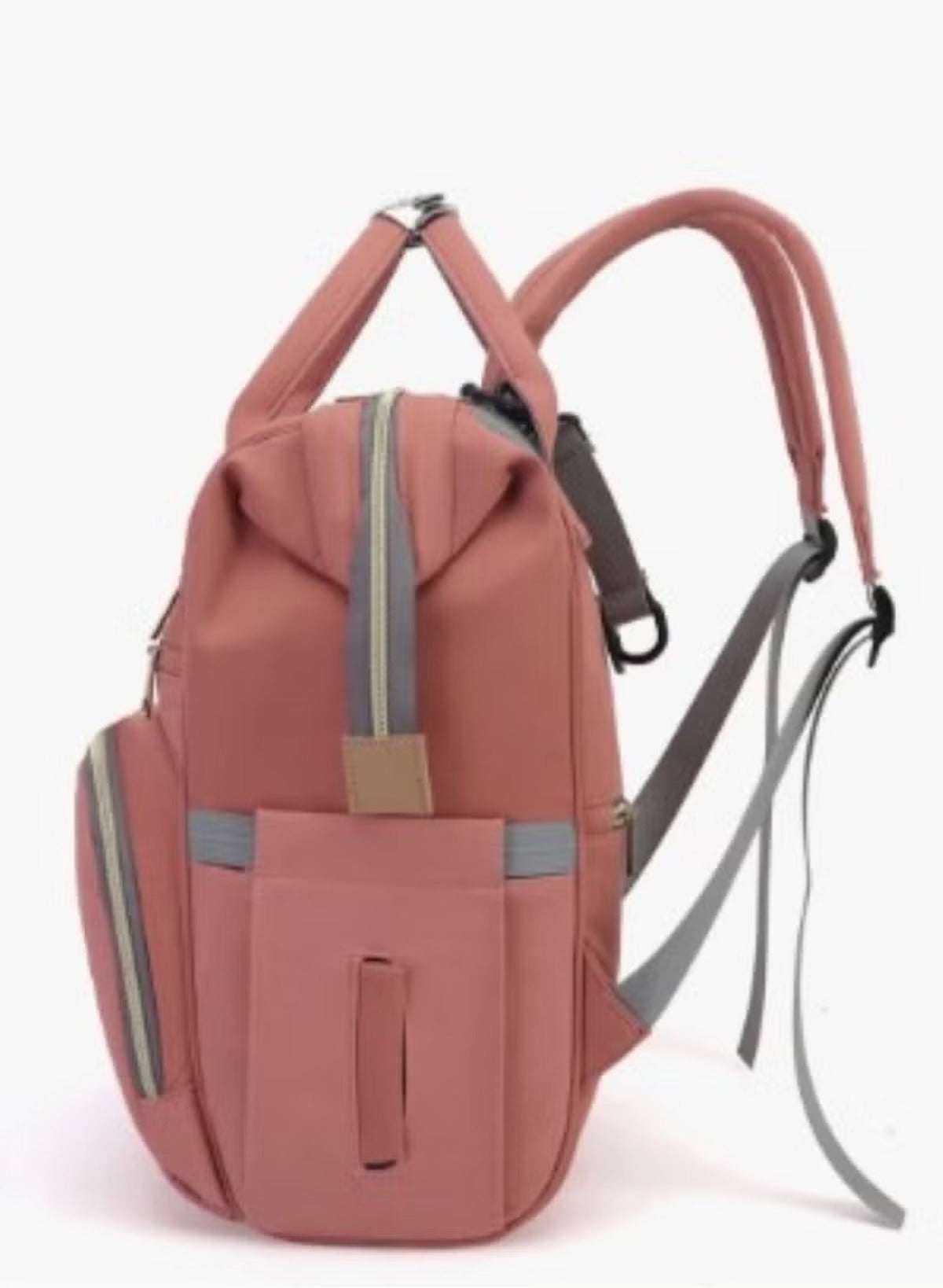 Huitich pink baby travel bag with multiple pockets and adjustable straps for easy carrying