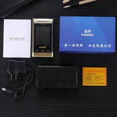 Mumzar gold flip phone with 5900mAh battery charger manual pouch and dual SIM flip phone for seniors