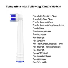 Voguish white replacement toothbrush heads for Oral B compatible with Precision Clean Sensitive and Travel models