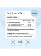 Supplement Facts panel for Youtheory ashwagandha capsules, serving size and ingredients