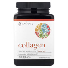 Youtheory Collagen tablets UAE for skin, hair, and nail health with 6000 mg collagen and vitamin C, 290 tablets