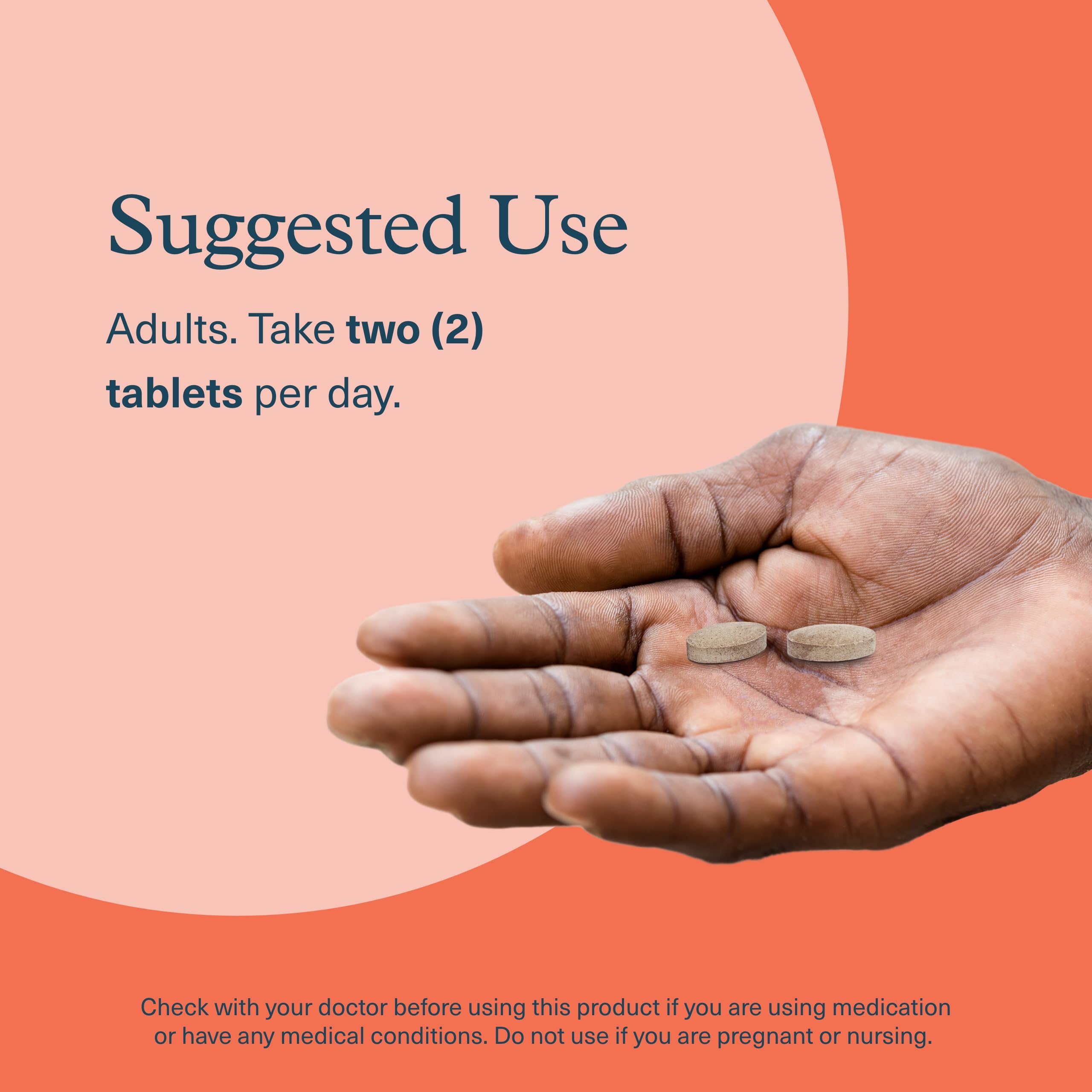 Youtheory joint support with turmeric and boswellia showing hand holding two tablets and suggested use