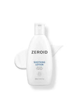 Zeroid soothing lotion bottle, white pump dispenser, for face and body moisturizer