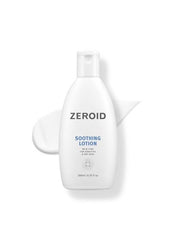 Zeroid soothing lotion for sensitive skin in a 200ml bottle with creamy texture