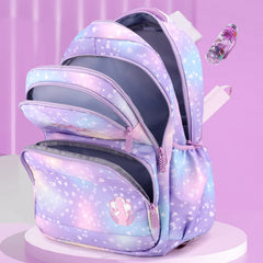 Huitich galaxy print trolley school bag with multiple compartments in pastel colors